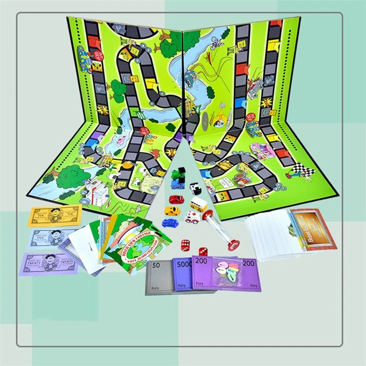 Speelkaartspellen met coupons, zandloper en opvouwbaar spelbord
